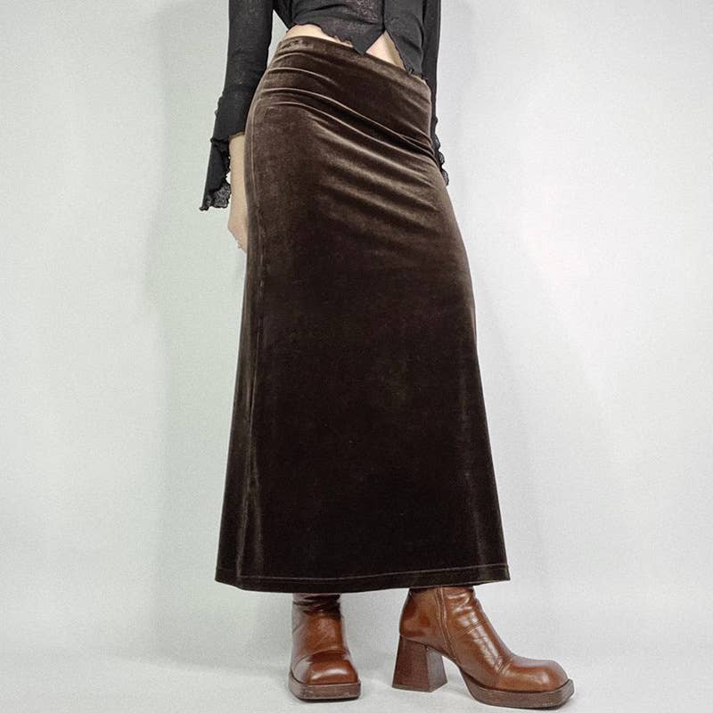 VINTAGE BROWN LOW FANNY PACK VELVET SKIRT