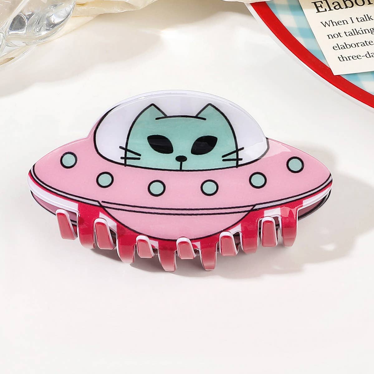 Acrylic UFO Hair Claw - Elegant Alien Shark Clip_CWAHA1637