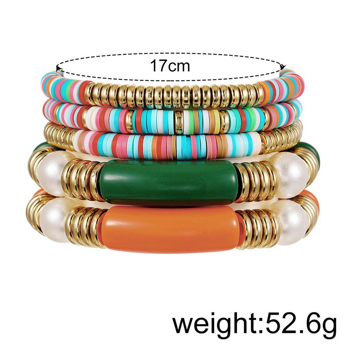 ETHNIC STYLE COLORFUL SOFT CLAY ACRYLIC BRACELETSET