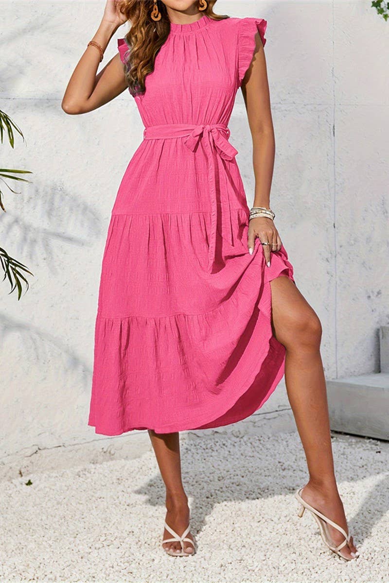 CWDMD5055_SUMMER ROMANTIC RUFFLE LONG LAYERED CAKE DRESS