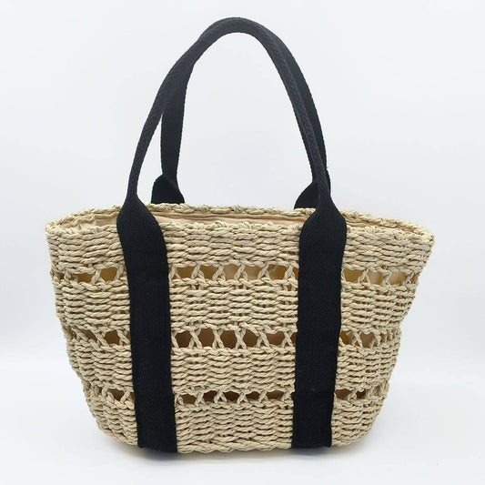 WOMEN CASUAL WOVEN STRAW SQUARE TOTE BAG _CWAB0822