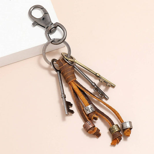 VINTAGE STYLE LONG TASSEL LEATHER KEYCHAIN