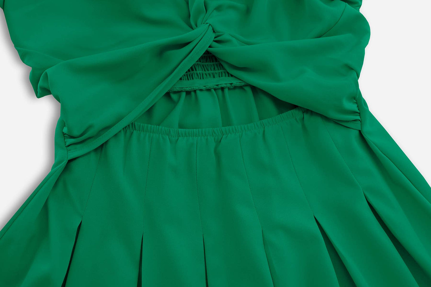 Off-Shoulder Lantern Sleeve Pleated Mini Dress