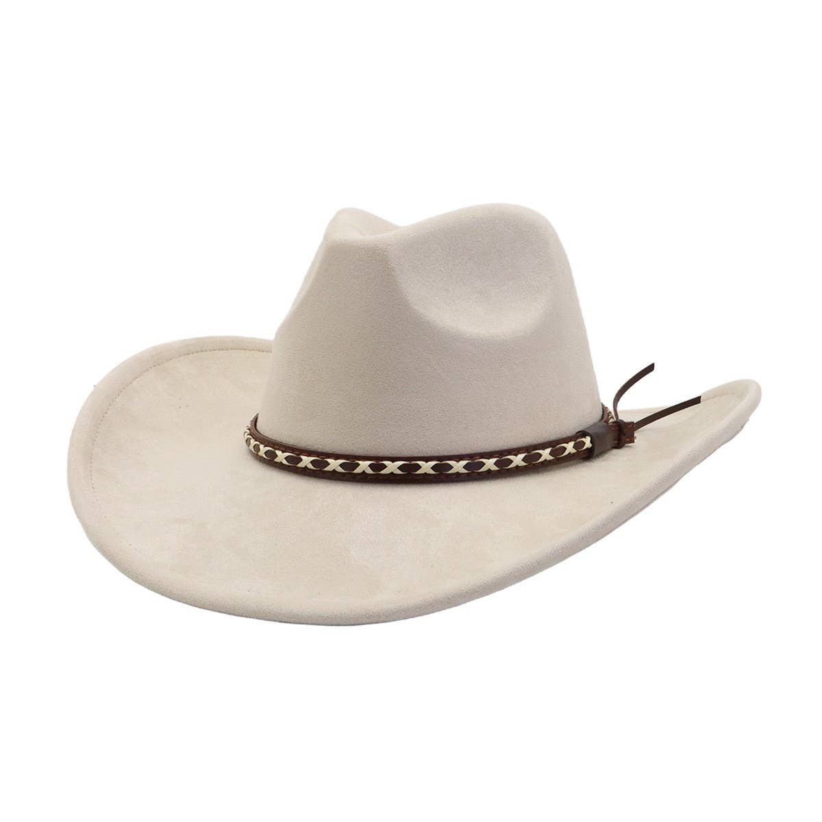Soft Suede Western Cowboy Fedora Hat Ethnic Style_CWAH04401