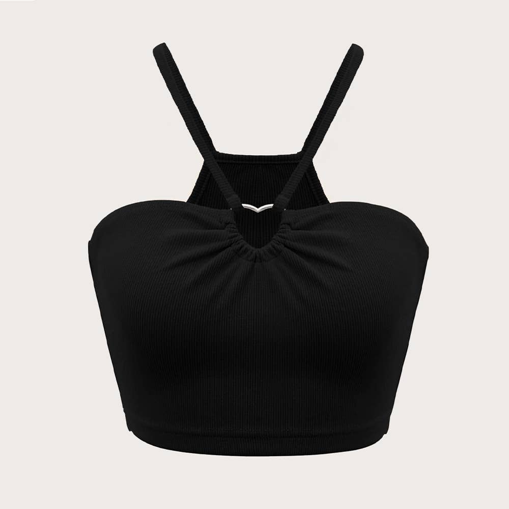 Ultra short love loop vest with halter topper