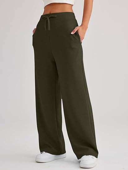 LACE-UP BAGGY HIGH-WAISTED WIDE-LEG PANTS