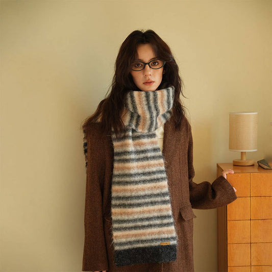 Plush Knit Striped Wool Blend Scarf for Winter_CWASC2363