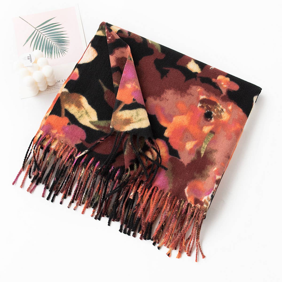 Soft Floral Tassel Scarf - Elegant Women's Wrap_CWASC0916