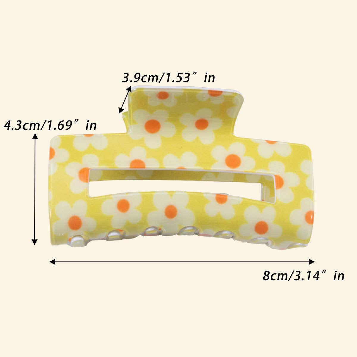 Dopamine Flower Square Hair Claw Clip, Cute Style_CWAHA1022