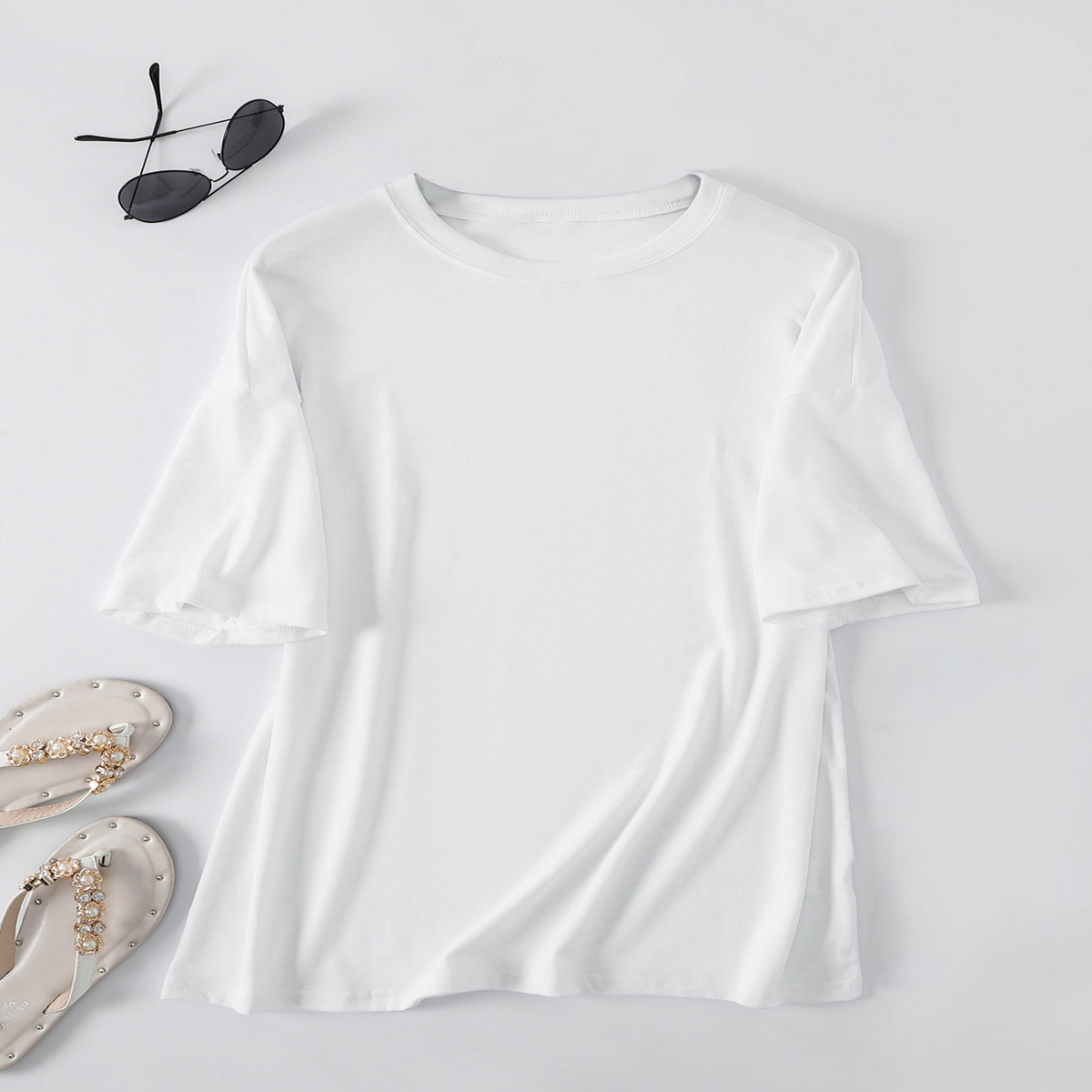 Women's Casual Oversized Tee, Crew Neck Design