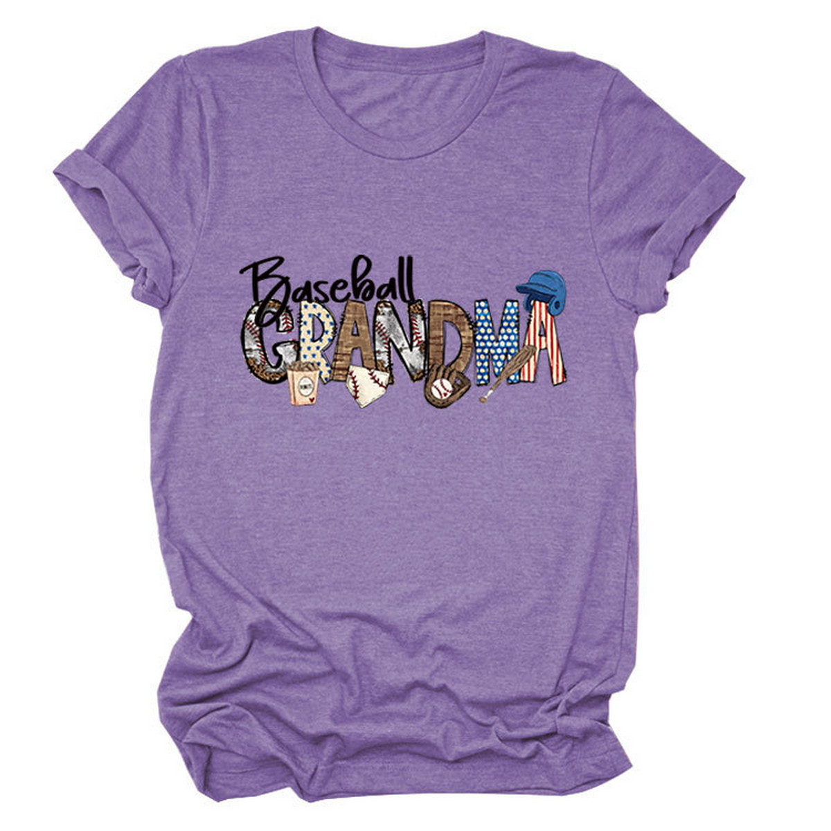 Casual Crew Neck Tee ?œBaseball Grandma??Shirt_CWTTSL0496