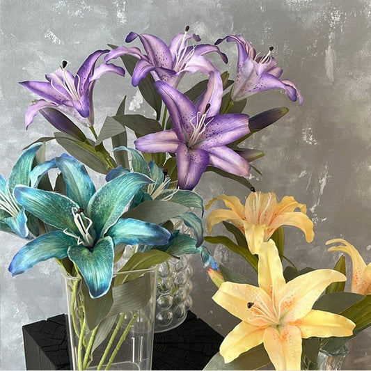 Vintage Autumn Artificial Lily with Bud and Bloom
