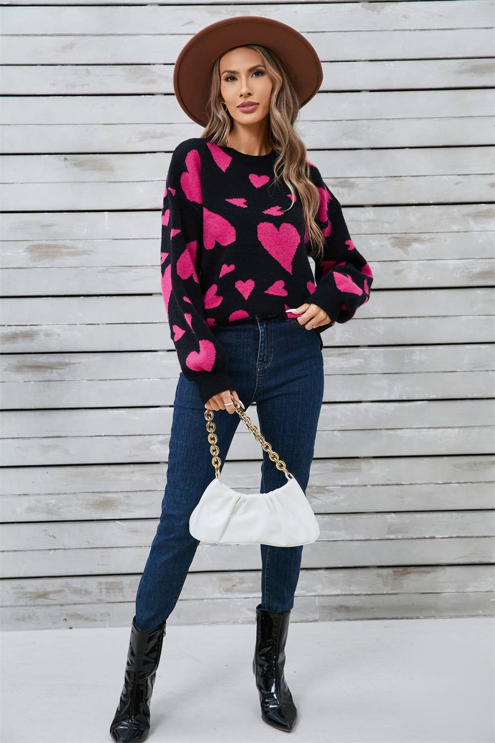 VALENTINE'S DAY MATCHING HEART JACQUARD SWEATER