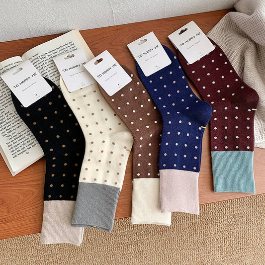 CONTRAST COLOR RETRO POLKA DOT SOCKS
