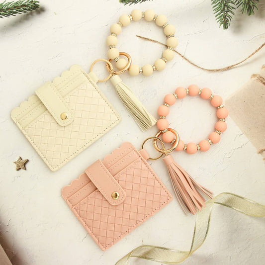 Woven Card Holder with Silicone Bead Keychain_CWAB4961