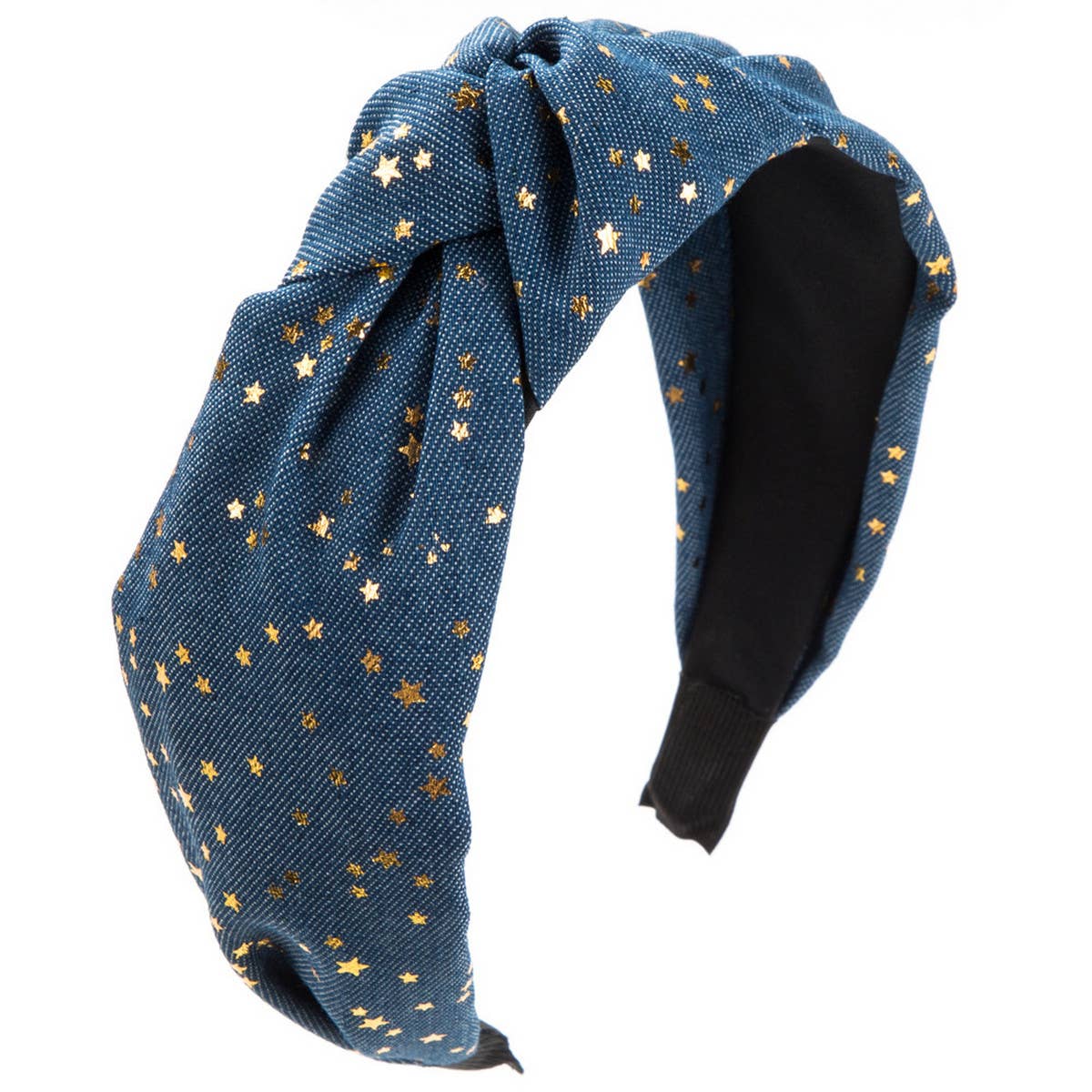GOLD FIVE-POINTED STAR WIDE KNOTTED HEADBAND
