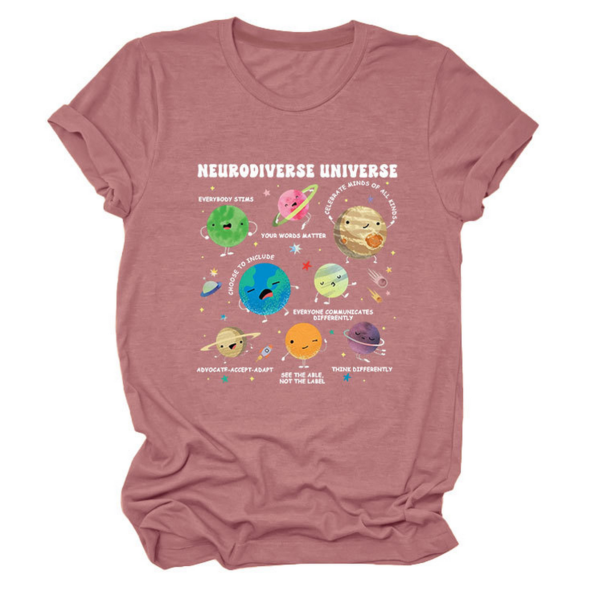 Casual Cute Tee ??Neurodiverse Universe Design_CWTTSL0513