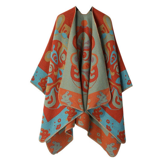 THICKENED CASHMERE SHAWL AND LONG CAPE