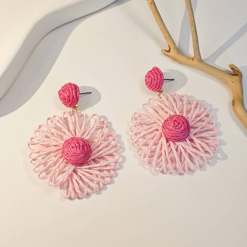 Bohemian vacation woven Raffia grass earrings