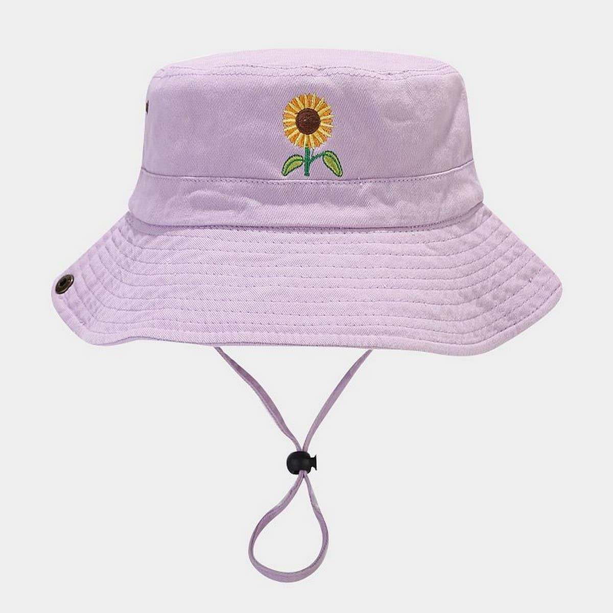 Vintage Floral Cotton Sun Hat with Wide Brim_CWAH3822