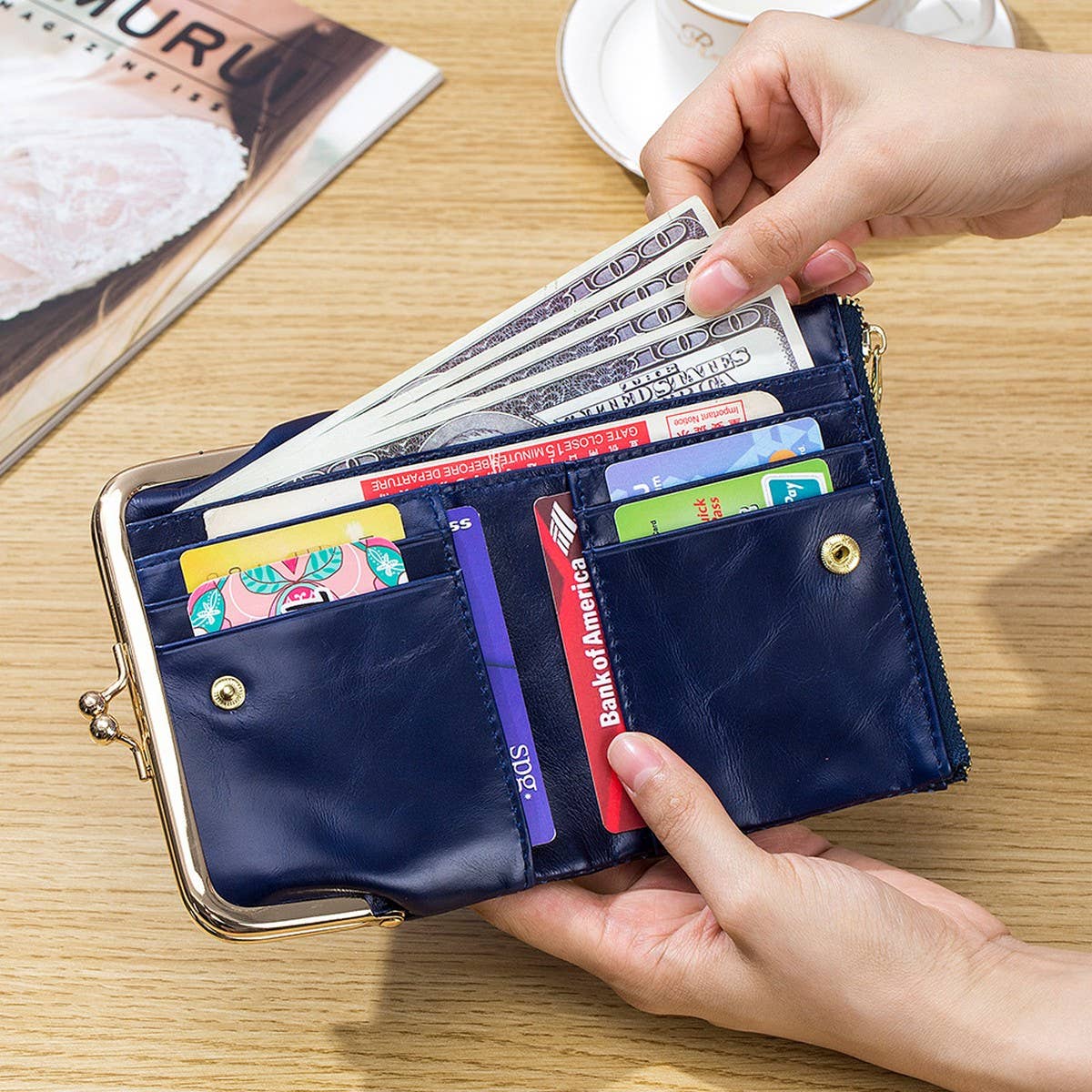 VINTAGE MULTIFUNCTIONAL CLUTCH SHORT LEATHER WALLET_CWAB3780