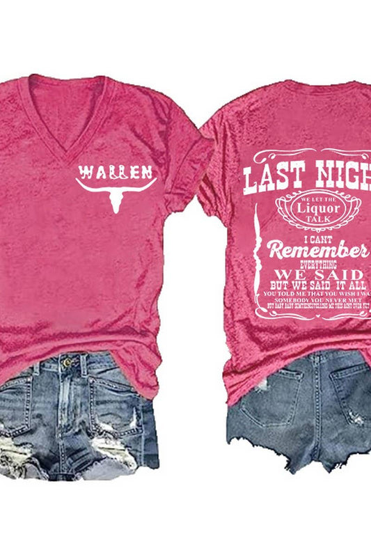 Cwtts1060_Double Sided Printed V Neck Short Sleeved T Shirt