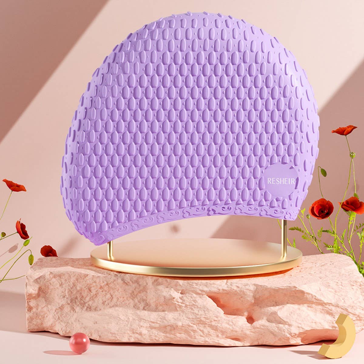 XL Silicone Bubble Swim Cap for Long Hair_CWMM6700