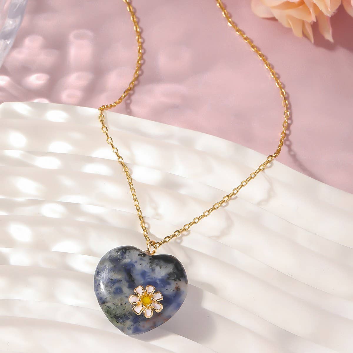 NEW FASHION LOVE PEACH ENAMEL OIL DROP NECKLACE