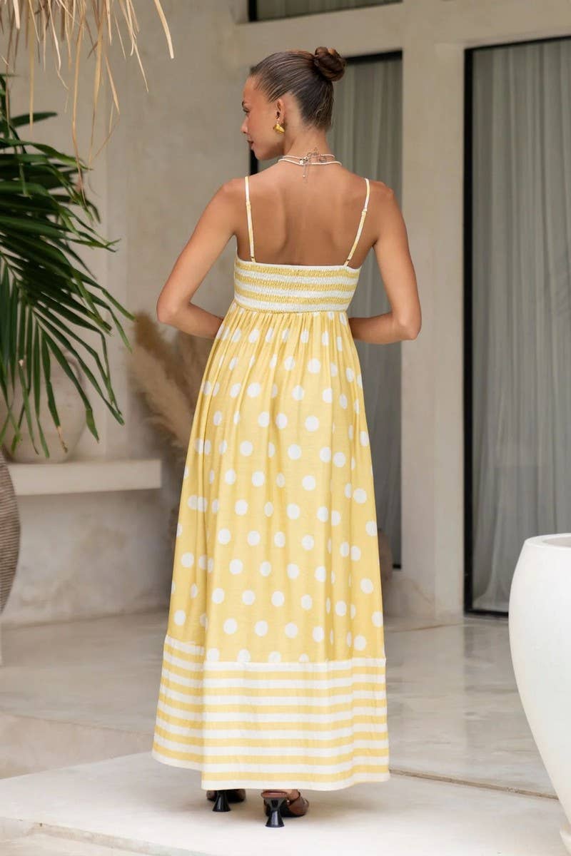 CWDMD5218_PRINTED BACKLESS CAMI HIGH-WAIST DRESS