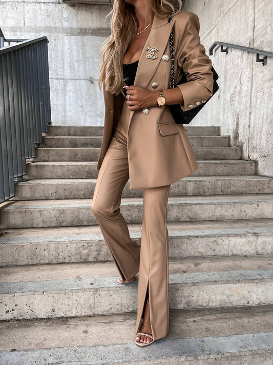 SLIM TEMPERAMENT SEXY CASUAL SPLIT LEATHER PANTS