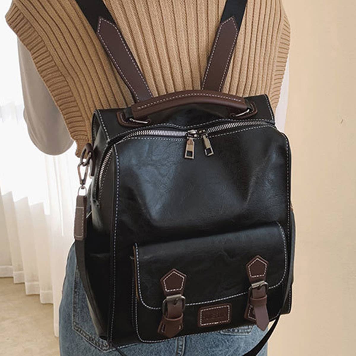 LEATHER BACKPACK RETRO FOR WOMEN CROSSBODY BAGS_CWAB0752