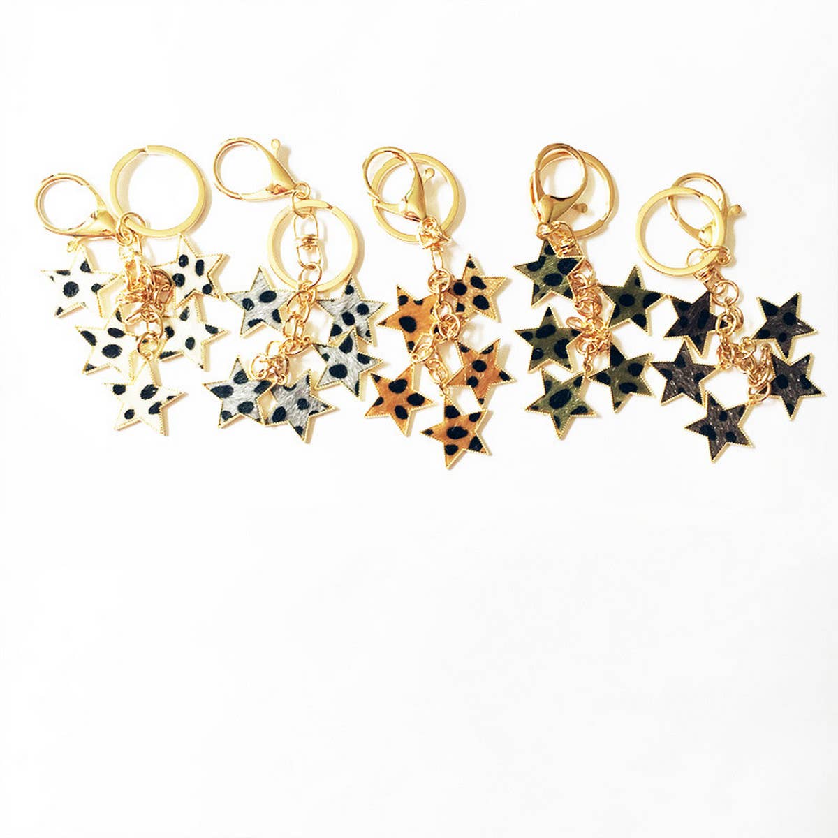 NEW LEOPARD PRINT FIVE-POINTED STAR KEYCHAIN