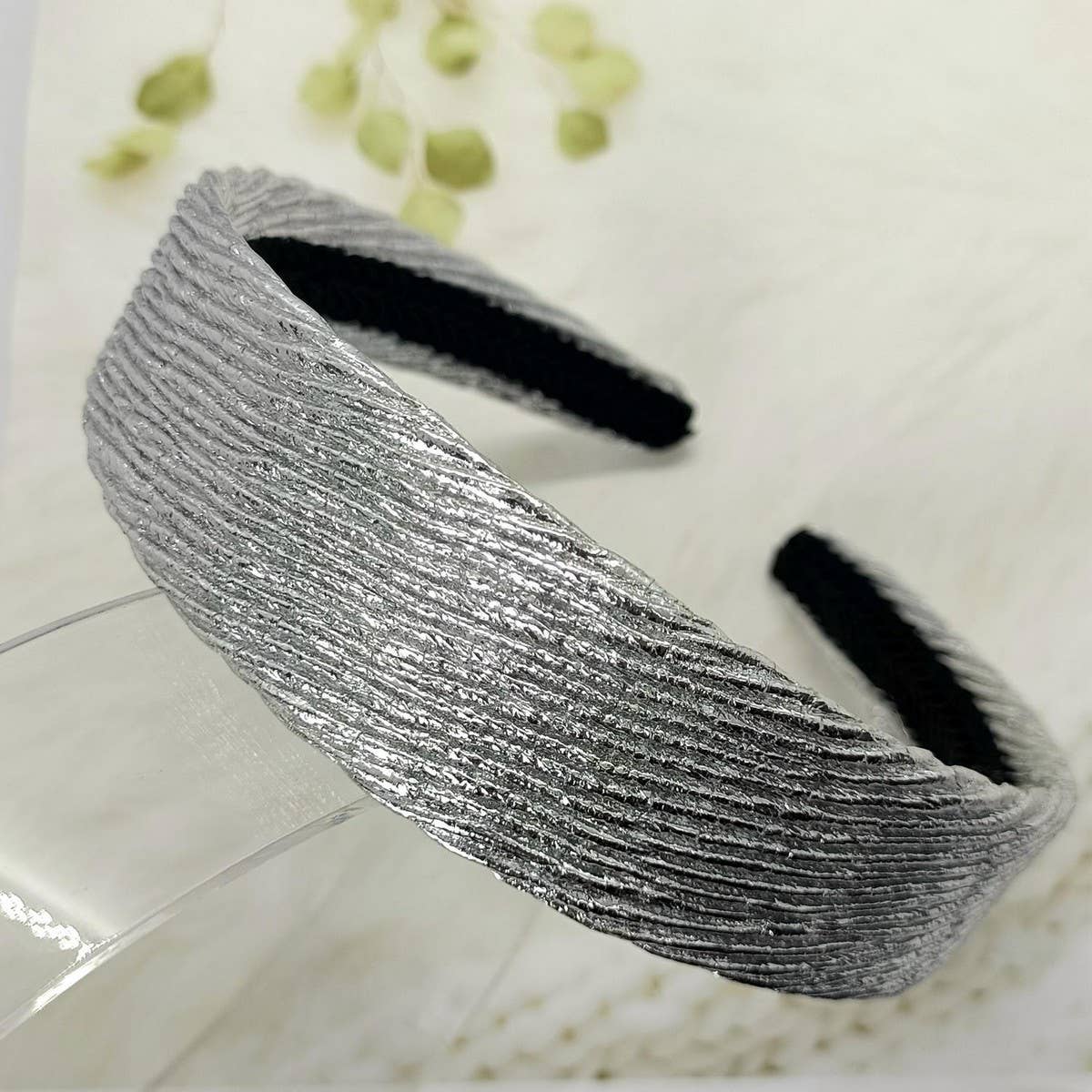 Metallic Ruched Wave PU Headband, Palace Style