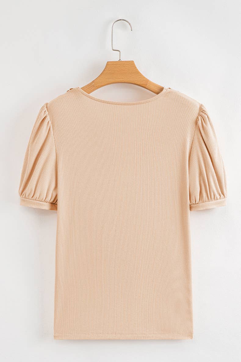 V-neck multi-color crocheted chiffon shirt