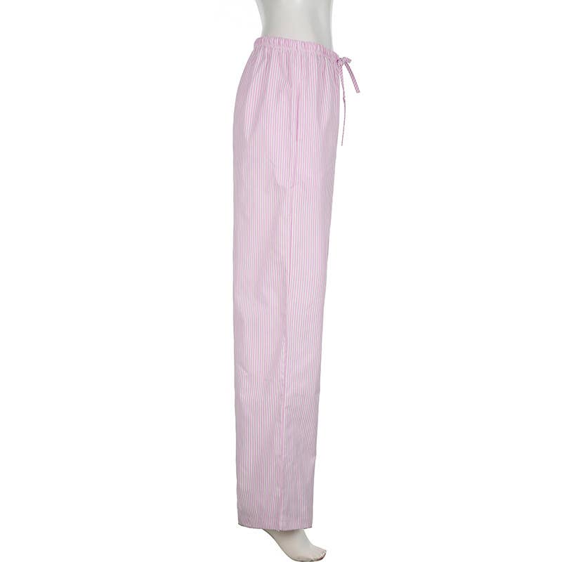 Low-waisted loose-fitting straight-leg trousers