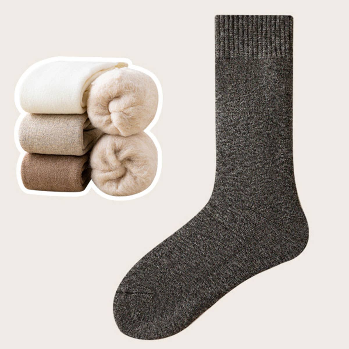 Thermal Fleece-Lined Crew Socks for Women, Winter