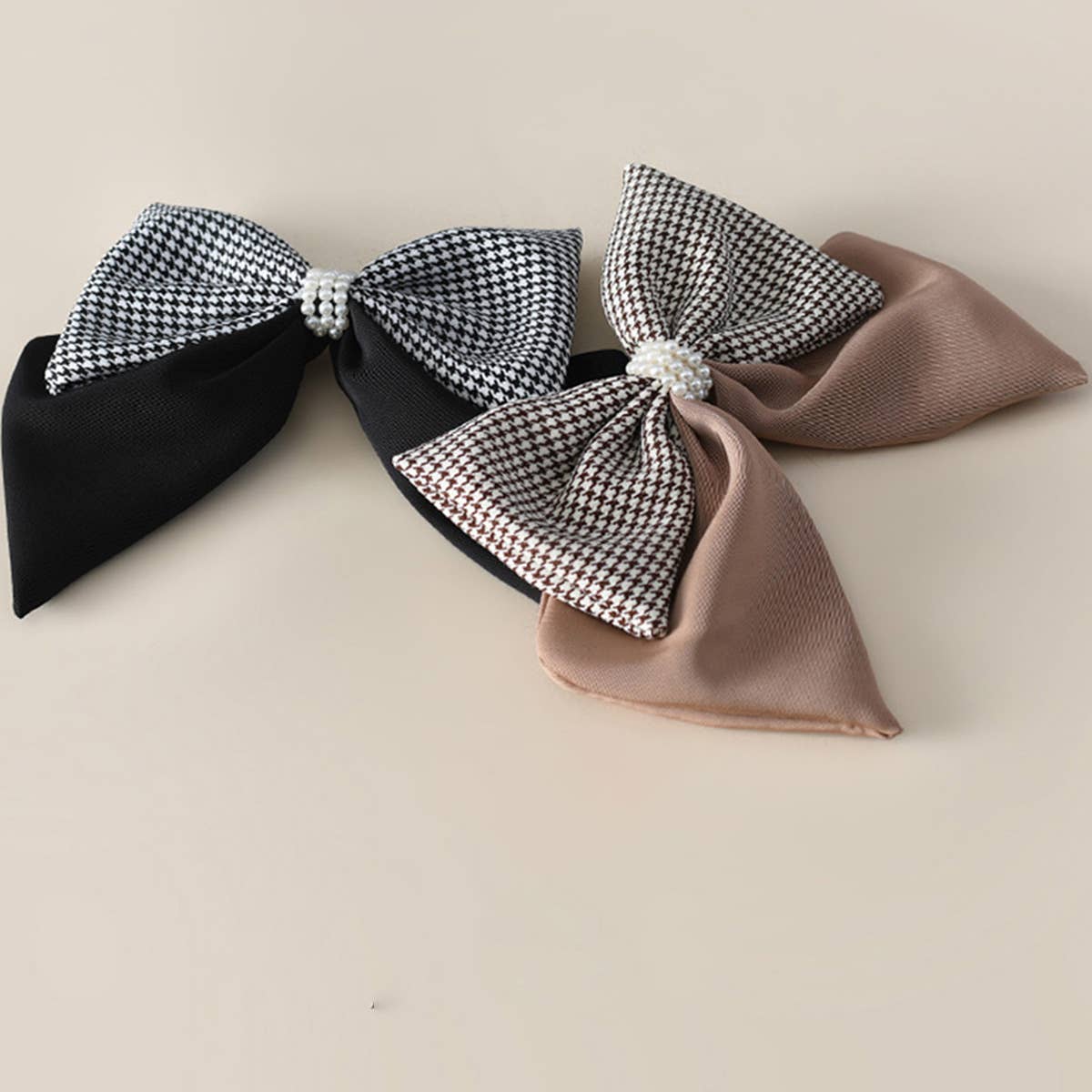 HOUNDSTOOTH FASHION BIG BOW HAIRPIN