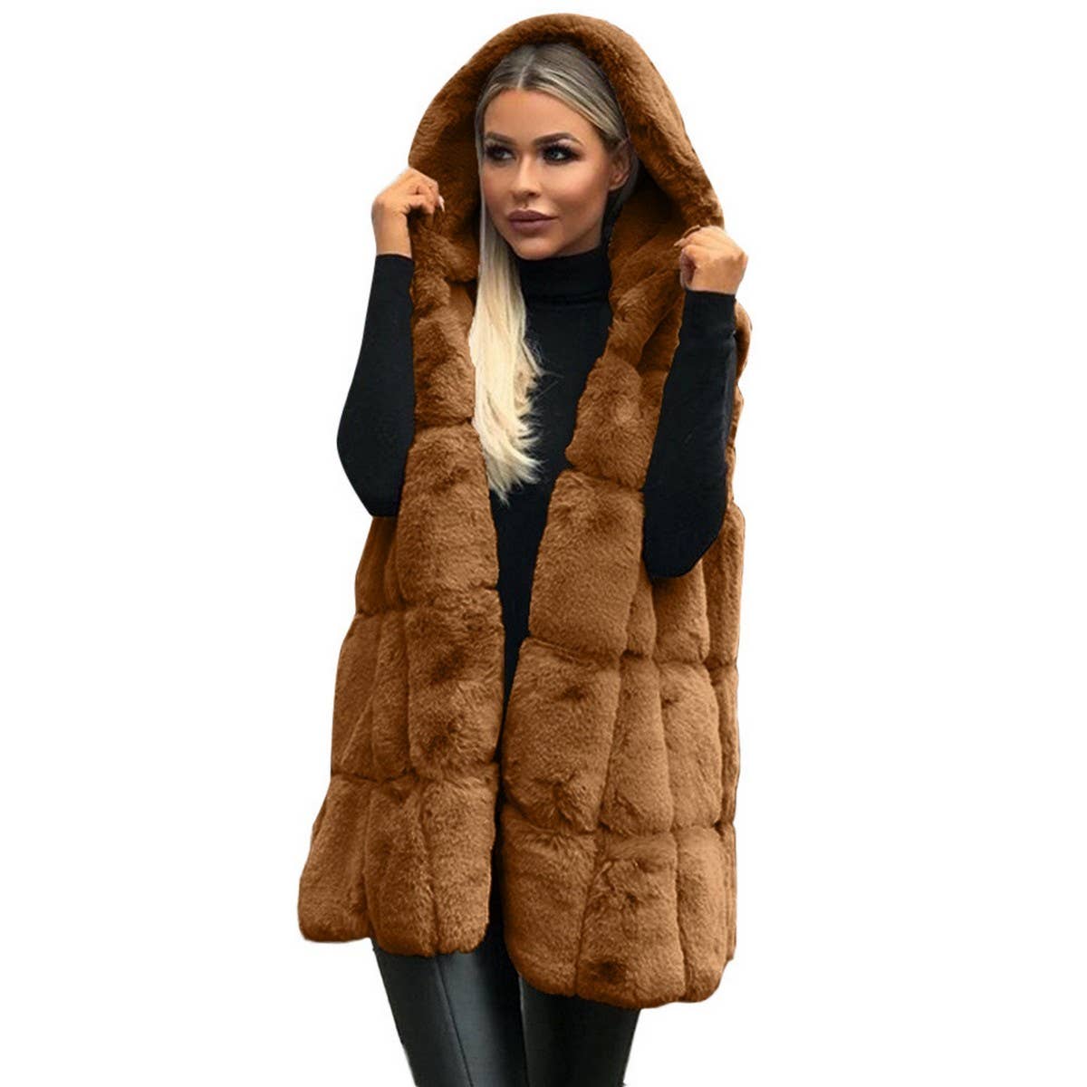 Women's Faux Fur Hooded Vest Winter New