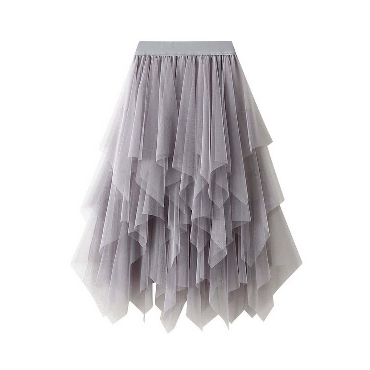 Asymmetrical Tulle High-Waist Midi Skirt_CWBMS0398