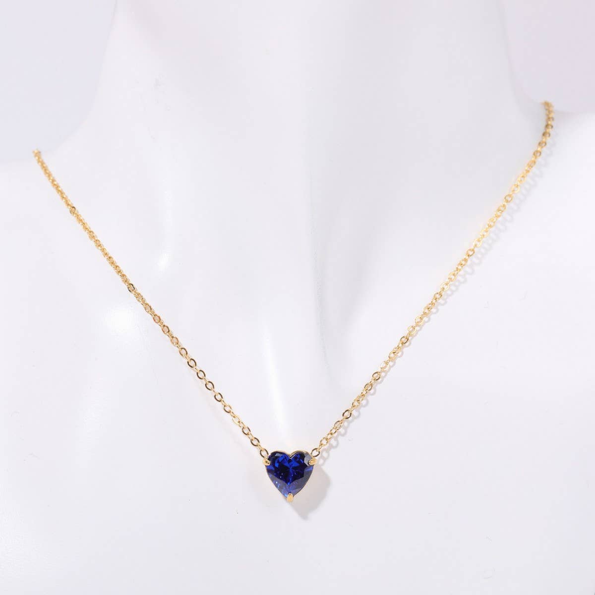 Stainless Steel Birthstone Heart Necklace_CWMM5667