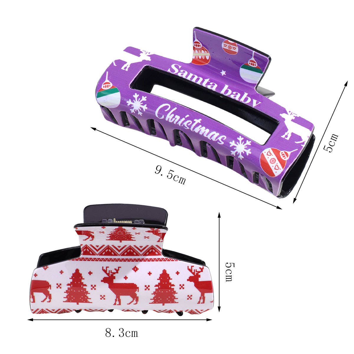 Red Christmas Reindeer Snowflake Hair Clip_CWAHA2327