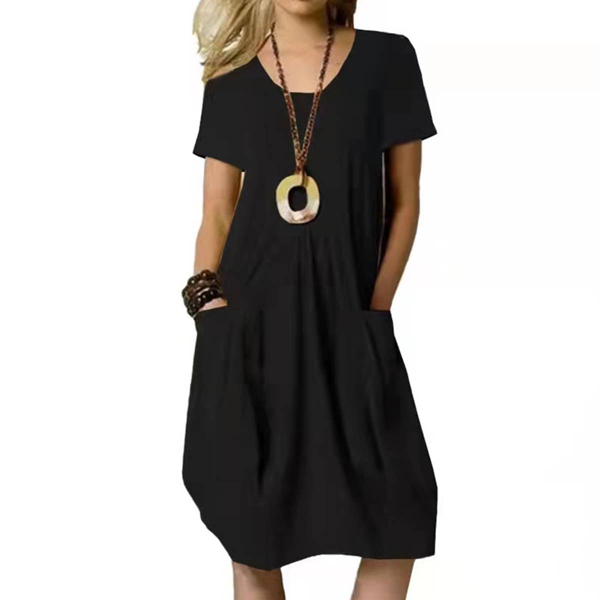 Baggy short sleeve dress with pockets