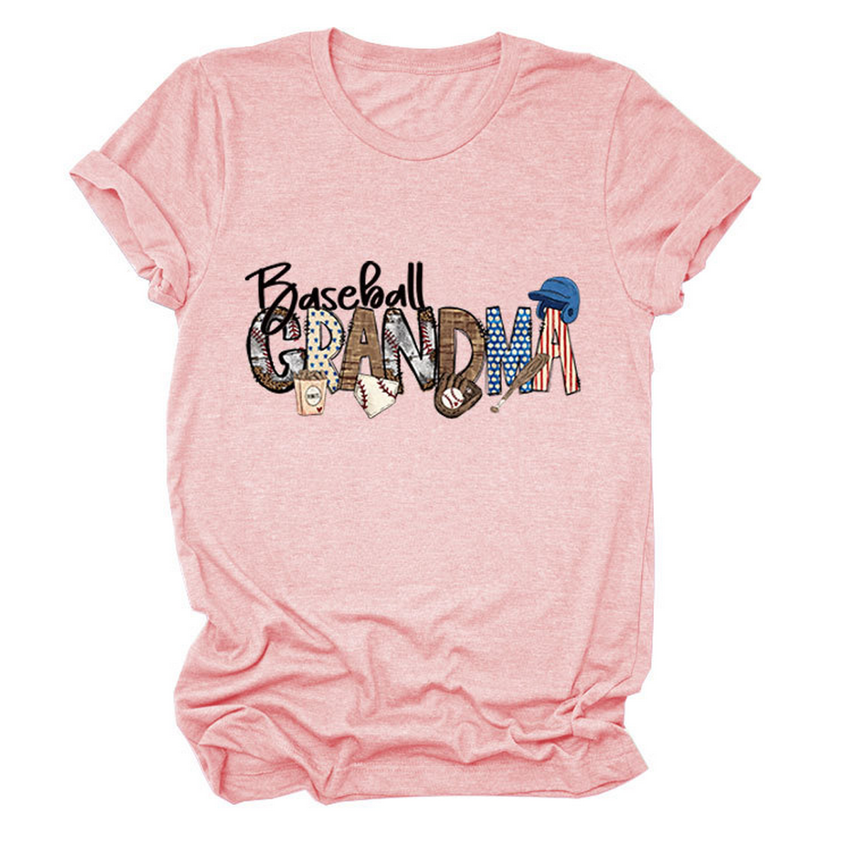 Casual Crew Neck Tee ?œBaseball Grandma??Shirt_CWTTSL0496