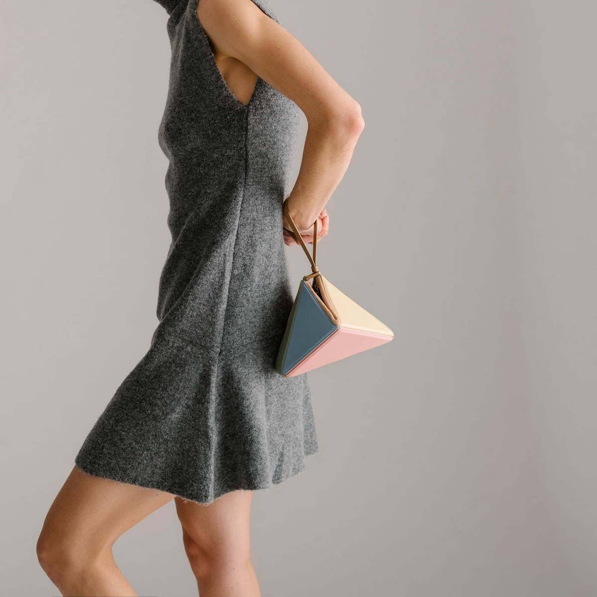 TRIANGULAR RHOMBUS STITCHING FOLDING SHOULDER BAG_CWAB1933