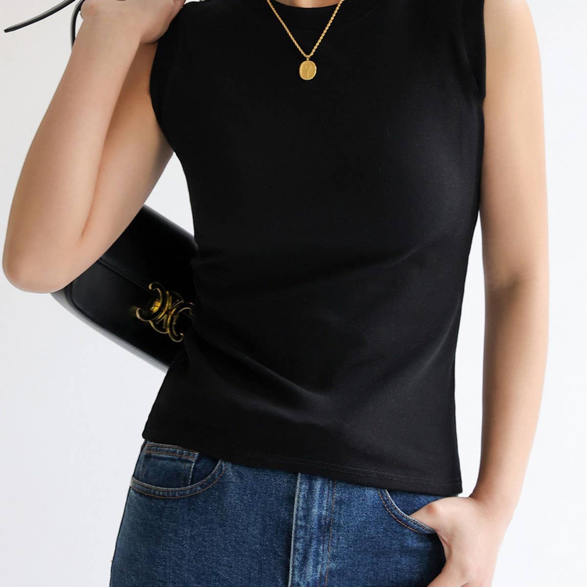 Pure Cotton Round Neck Basic Bottoming Tank Tops_CWTTK0800