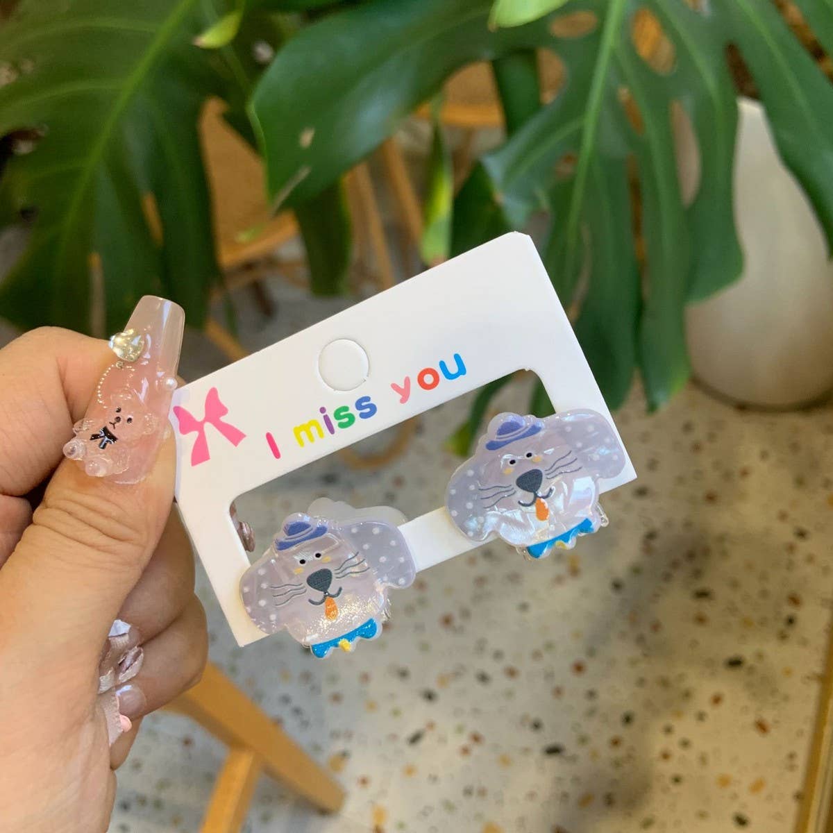 CWAHA4457_GIRL PUPPY BEAR CUTE CARTOON HAIRPIN