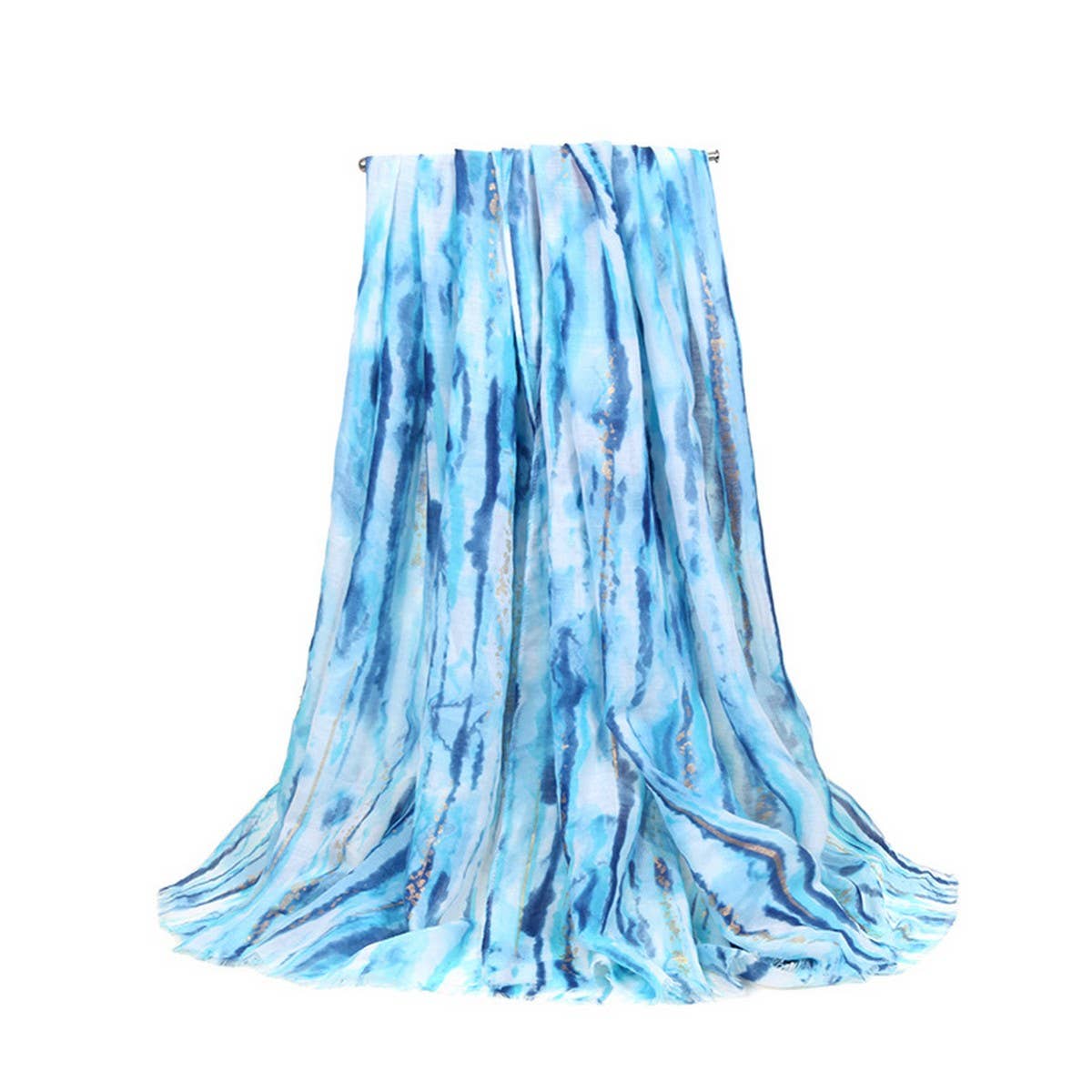 Color Line Print Scarf ? Gold Accent Beach Wrap