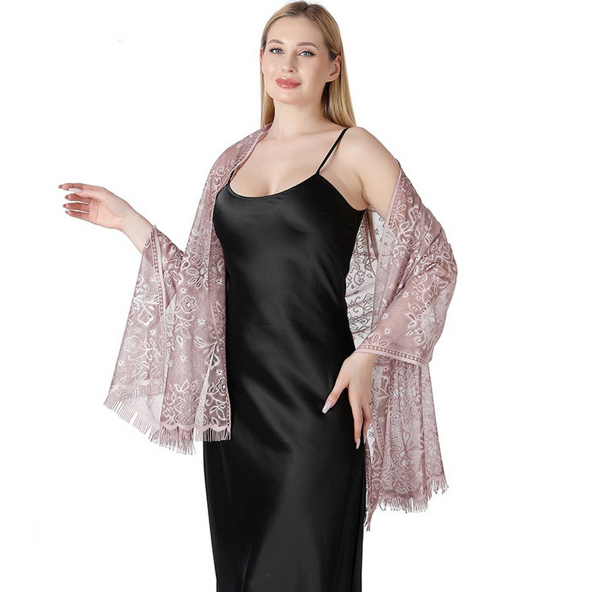 Floral Lace Tie-Dye Shawl ? Bridal Evening Wrap