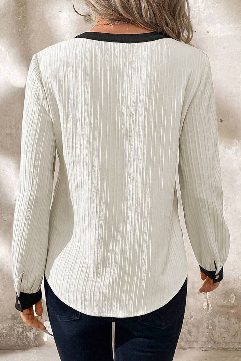 V-NECK TEMPERAMENT COLOR TEXTURE CHIFFON SHIRT