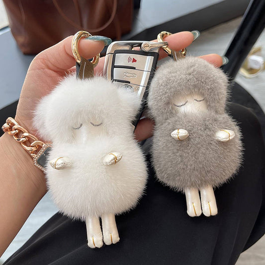 CUTE PLUSH LAMB CAR KEYCHAIN BAG PENDANT GIFT